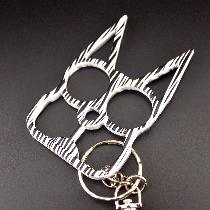 Fashion Cat Knuckle Duster Keychain EDC Self-defense Decoration