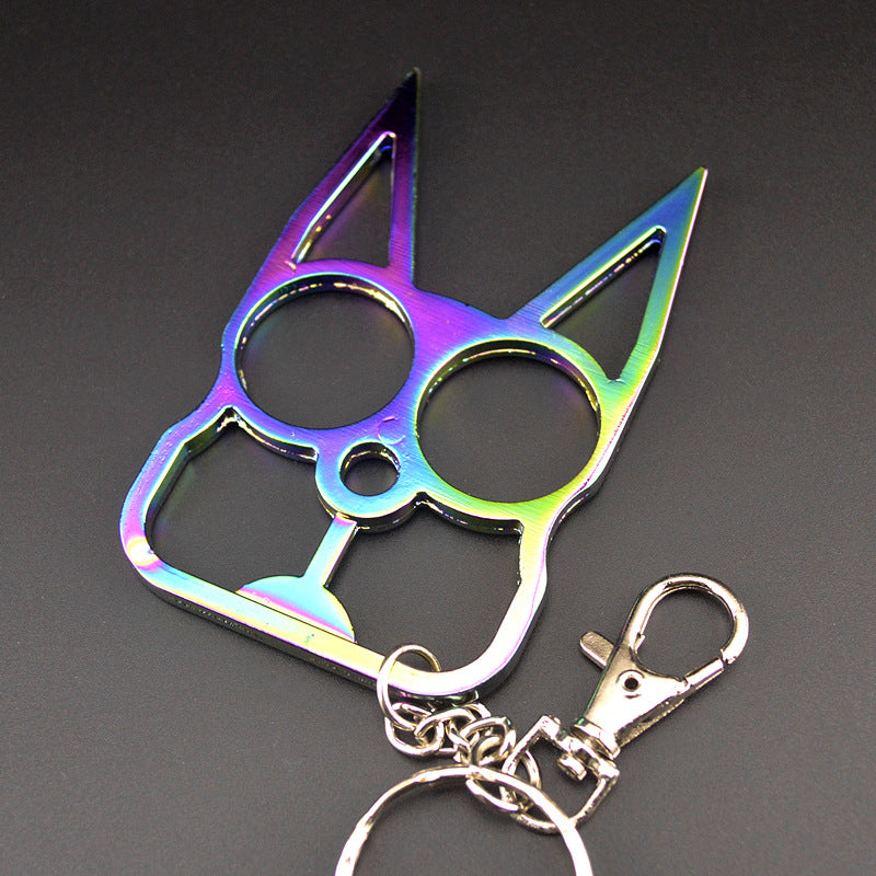 Fashion Cat Knuckle Duster Keychain EDC Self-defense Decoration