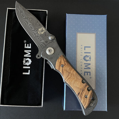 Liome 339  Folding Knife Damascus Outdoor Portable Pocket Camping Military Knives