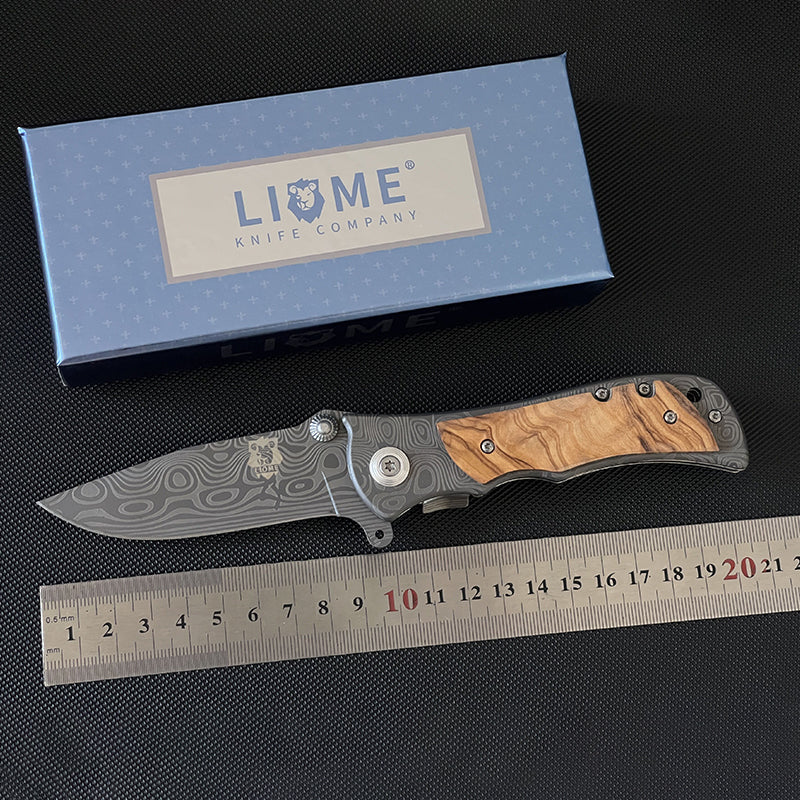 Liome 339  Folding Knife Damascus Outdoor Portable Pocket Camping Military Knives