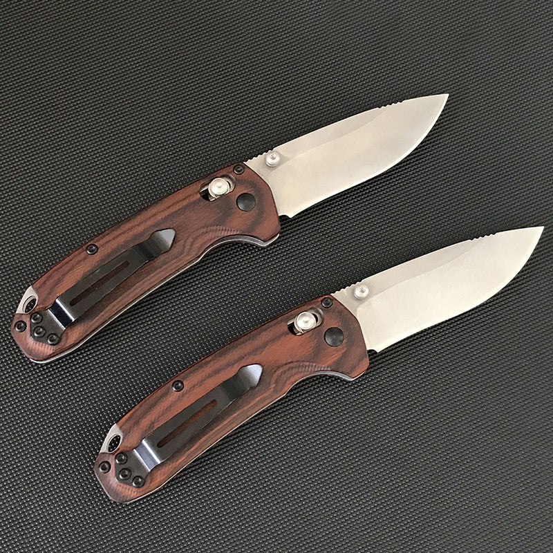 Wooden Handle Liome 15031 Tactical Folding Knife Stone Wash Blade Outdoor Survival Safe Pocket Knives