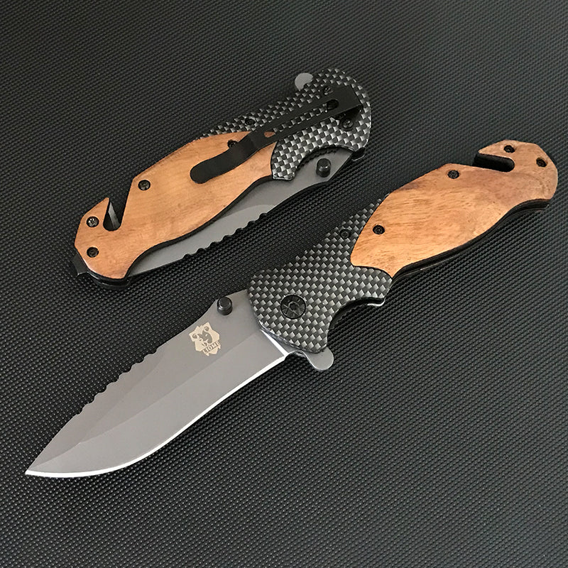 Liome X50 Folding Knife  Wooden Handle Pocket Knives Outdoor Multifunctional Tactica Camping  EDC Tool