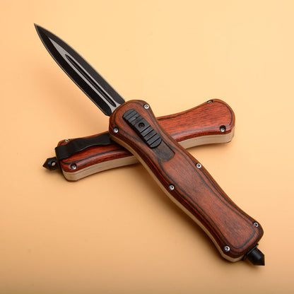 Tactical Knife Window Wood Handle Breaker Camping Pocket Knives EDC Tool