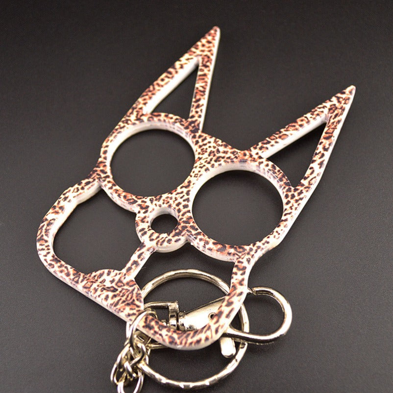 Fashion Cat Knuckle Duster Keychain EDC Self-defense Decoration
