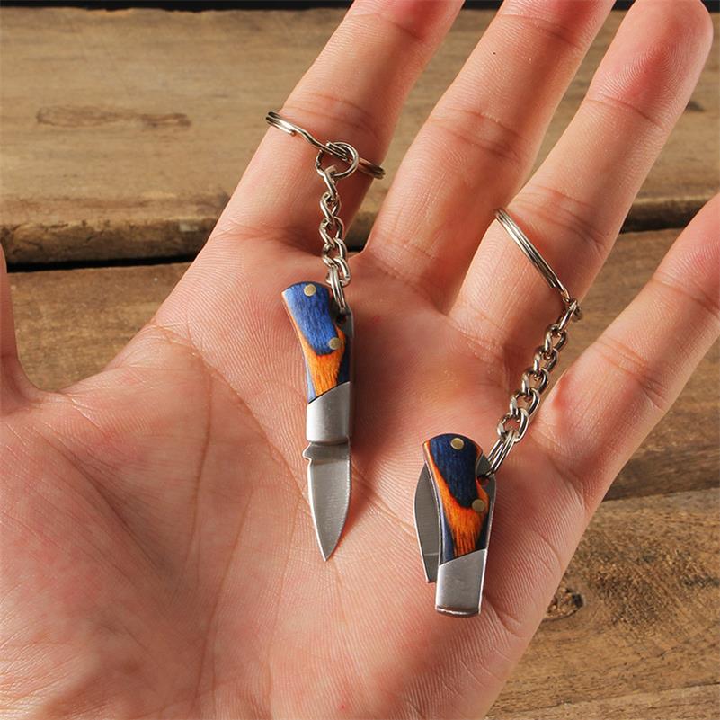 Keychain Knife Portable Wood Handle Folding Knives