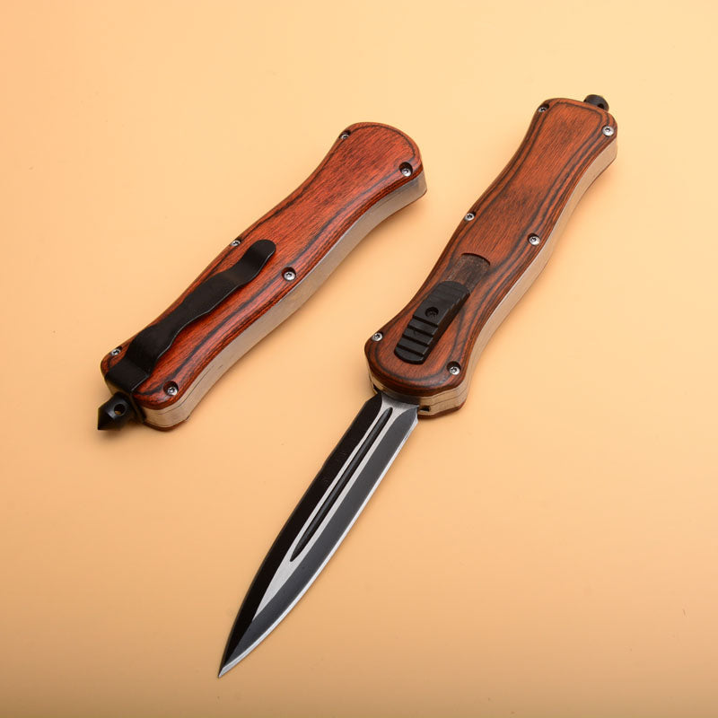 Tactical Knife Window Wood Handle Breaker Camping Pocket Knives EDC Tool