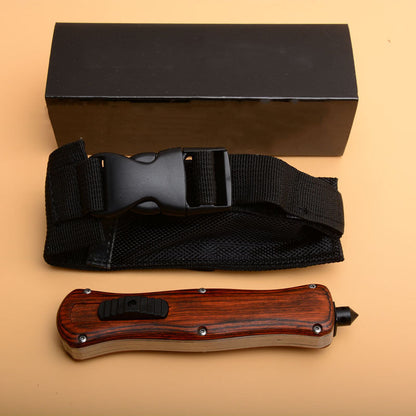 Tactical Knife Window Wood Handle Breaker Camping Pocket Knives EDC Tool