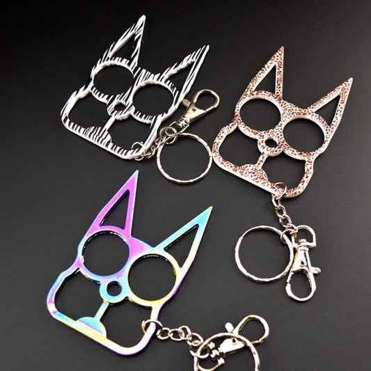 Fashion Cat Knuckle Duster Keychain EDC Self-defense Decoration