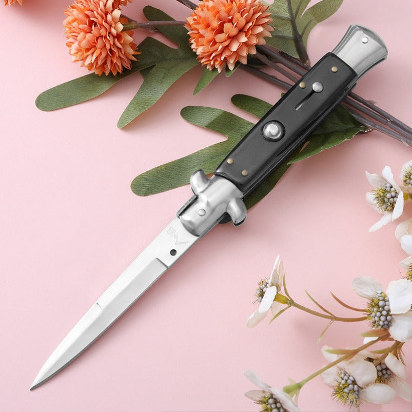 Outdoor Folding Knife 7Cr13Mov Resin Painted Wood Pocket Knives
