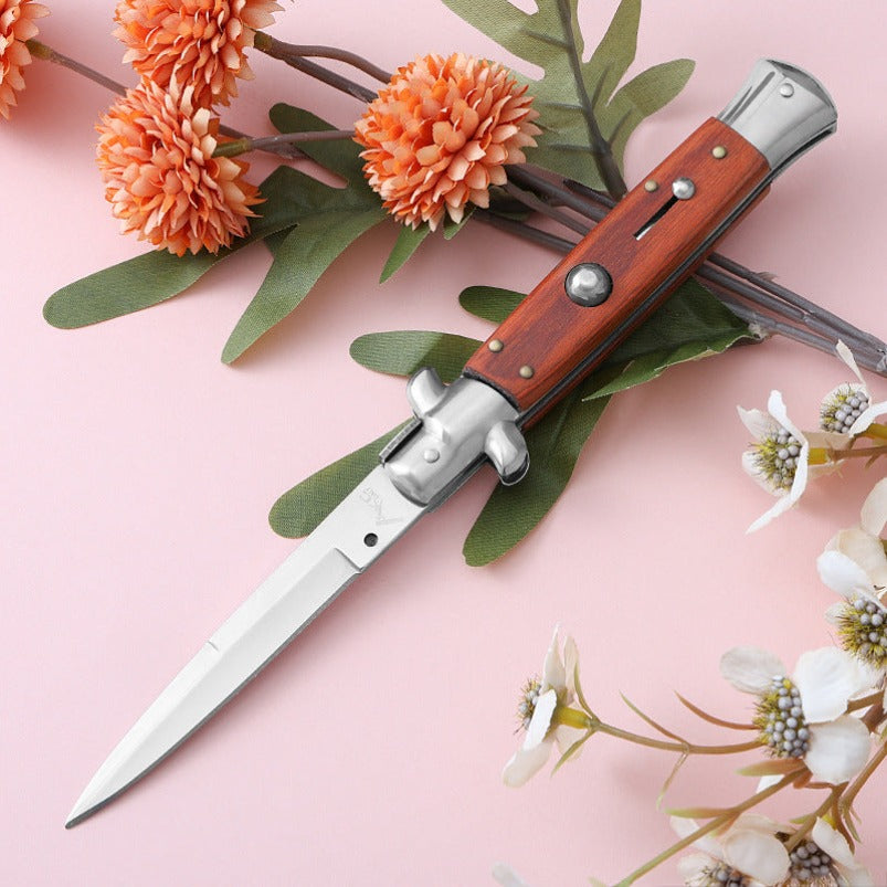 Outdoor Folding Knife 7Cr13Mov Resin Painted Wood Pocket Knives
