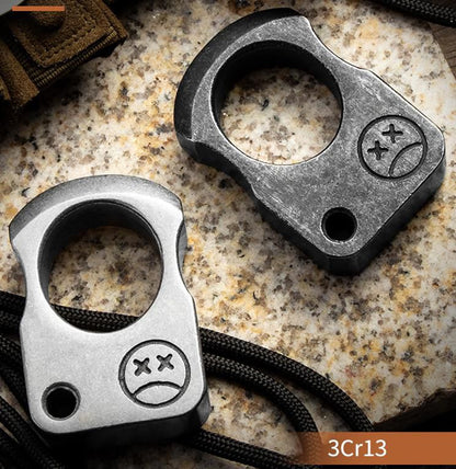 Solid Stainless Steel Brass Knuckle Duster Boxing Single Finger Buckle Self Defense Window Breaker Outdoor Portable EDC Tool