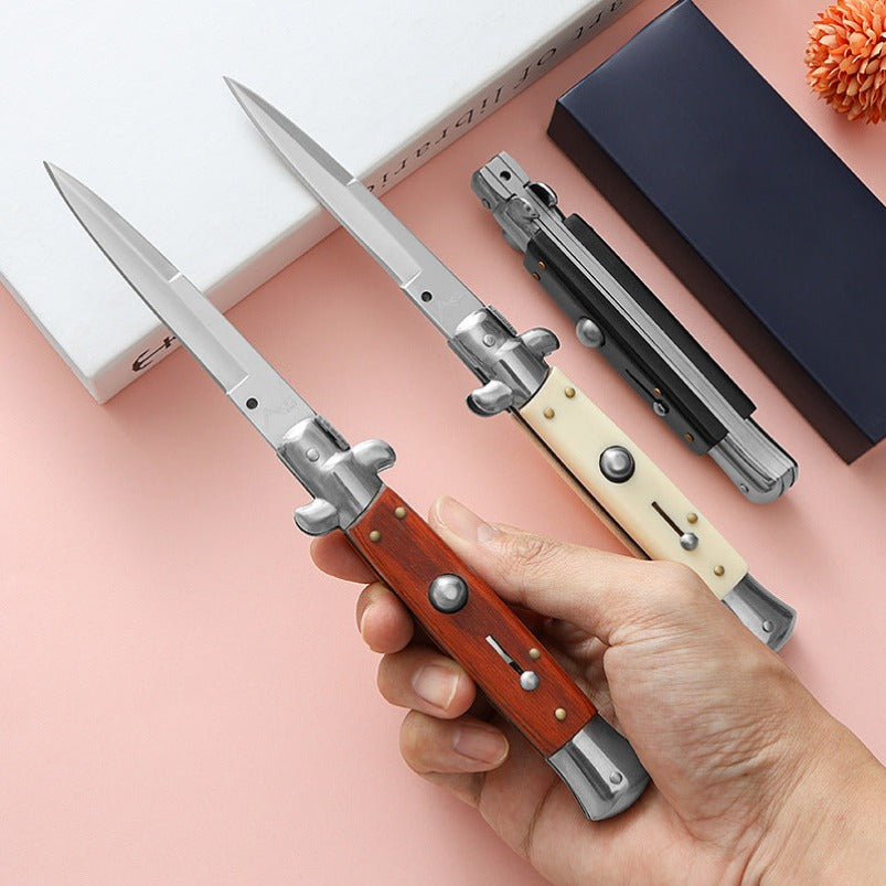 Outdoor Folding Knife 7Cr13Mov Resin Painted Wood Pocket Knives