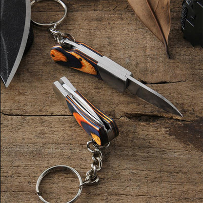 Keychain Knife Portable Wood Handle Folding Knives