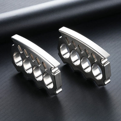 Solid Large Finger Holes Stainless Steel Knuckle Duster Boxing Four Finger Buckle Defense Window Breaker Outdoor EDC Tools