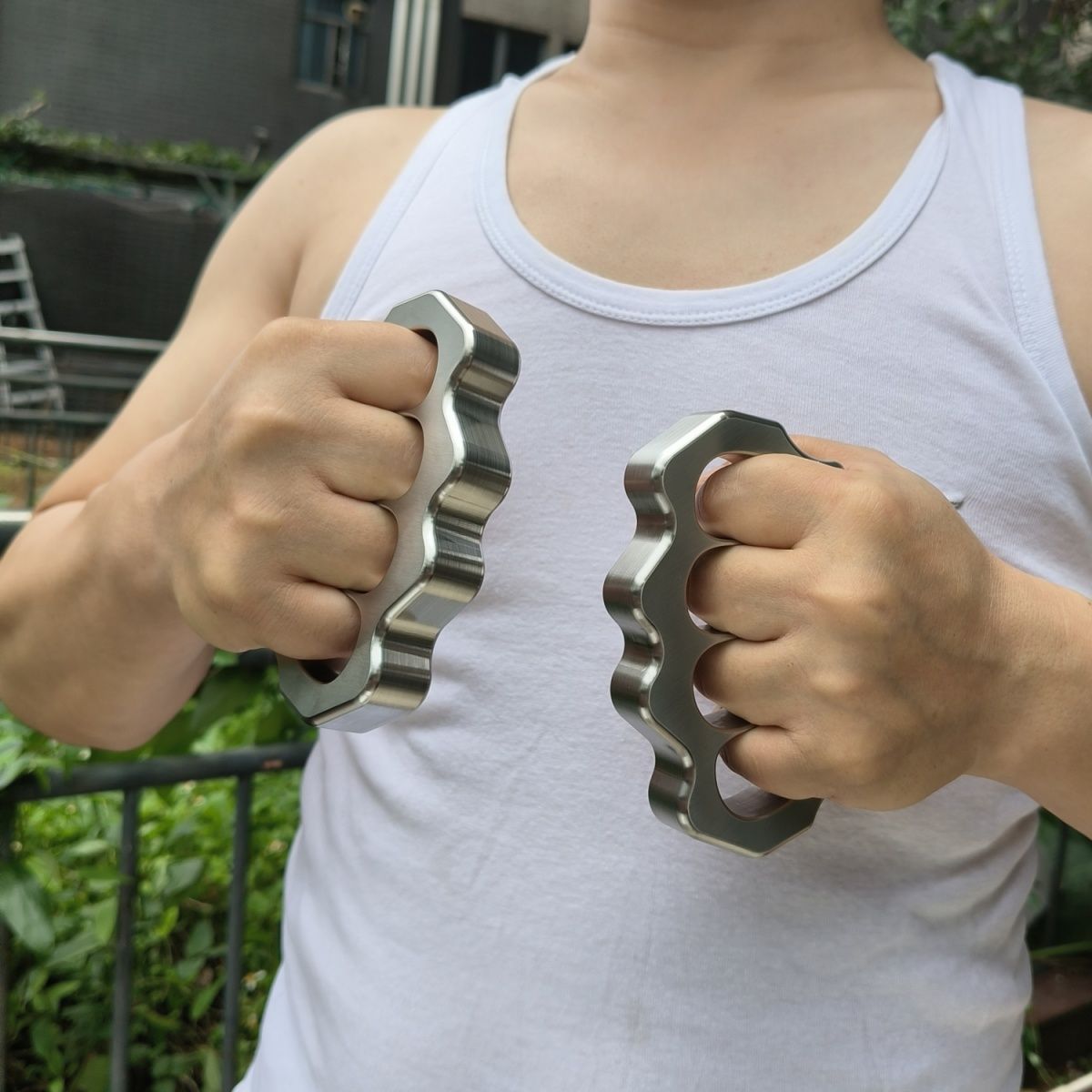 Large Finger Hole Solid Steel Knuckle Duster Fine Polish