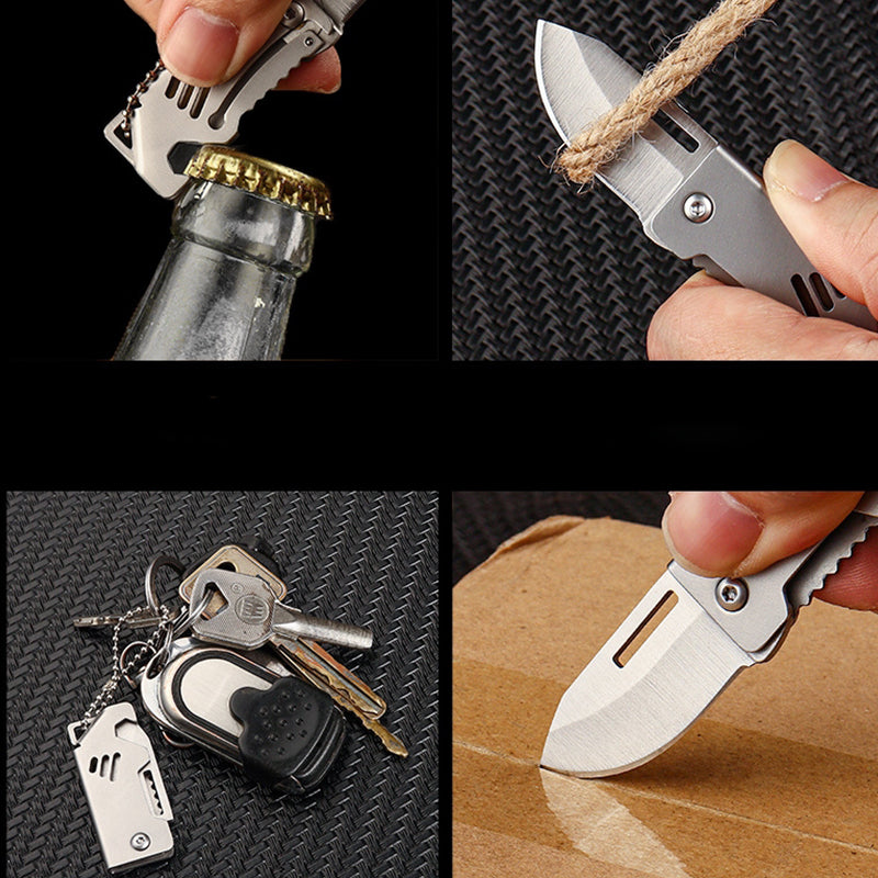 Mini Folding Bottle Opener Knife Keychain Pendant Knives