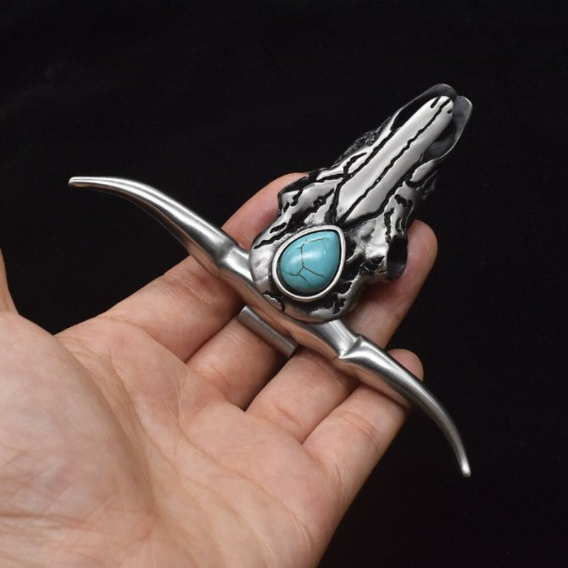 Bullhead Damascus steel knife grip