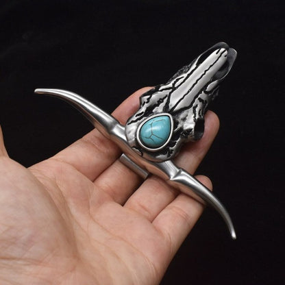 Bullhead Damascus steel knife grip