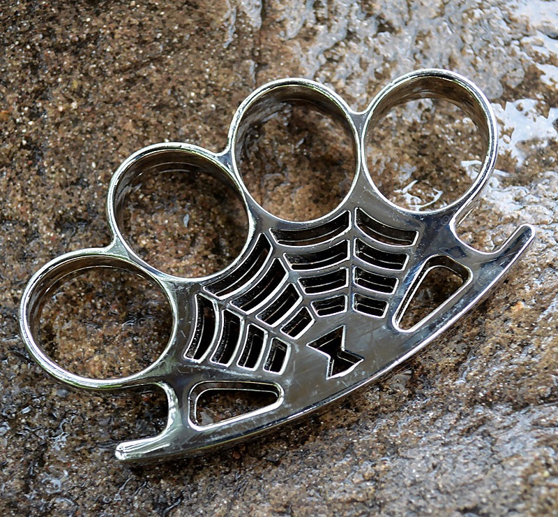 Big finger hole Cobweb brass knuckle duster 1