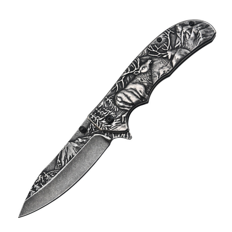 Deer Mountain Pattern Folding Knife Safety Defense Tactical Knives