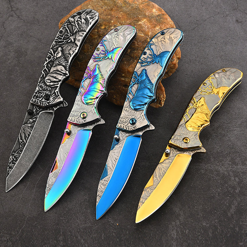 Deer Mountain Pattern Folding Knife Safety Defense Tactical Knives