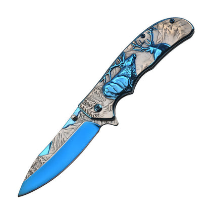 Deer Mountain Pattern Folding Knife Safety Defense Tactical Knives