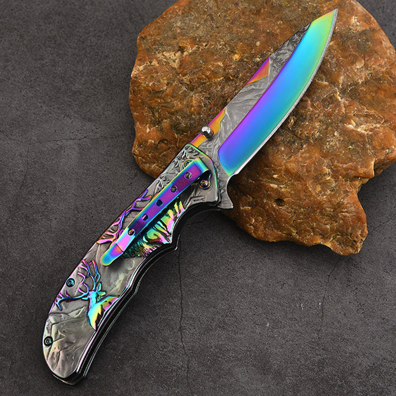 Deer Mountain Pattern Folding Knife Safety Defense Tactical Knives