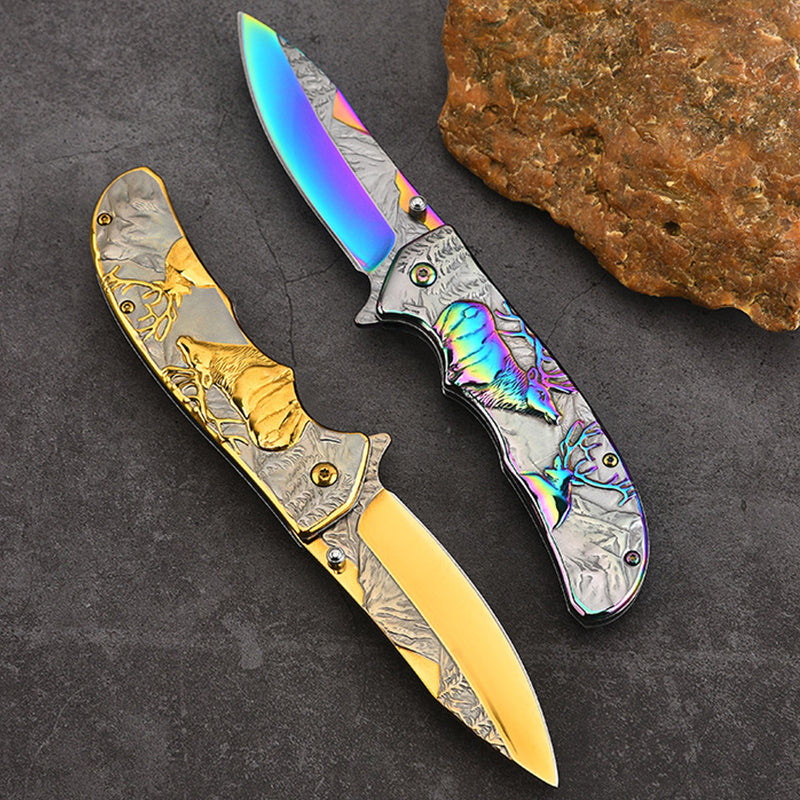 Deer Mountain Pattern Folding Knife Safety Defense Tactical Knives