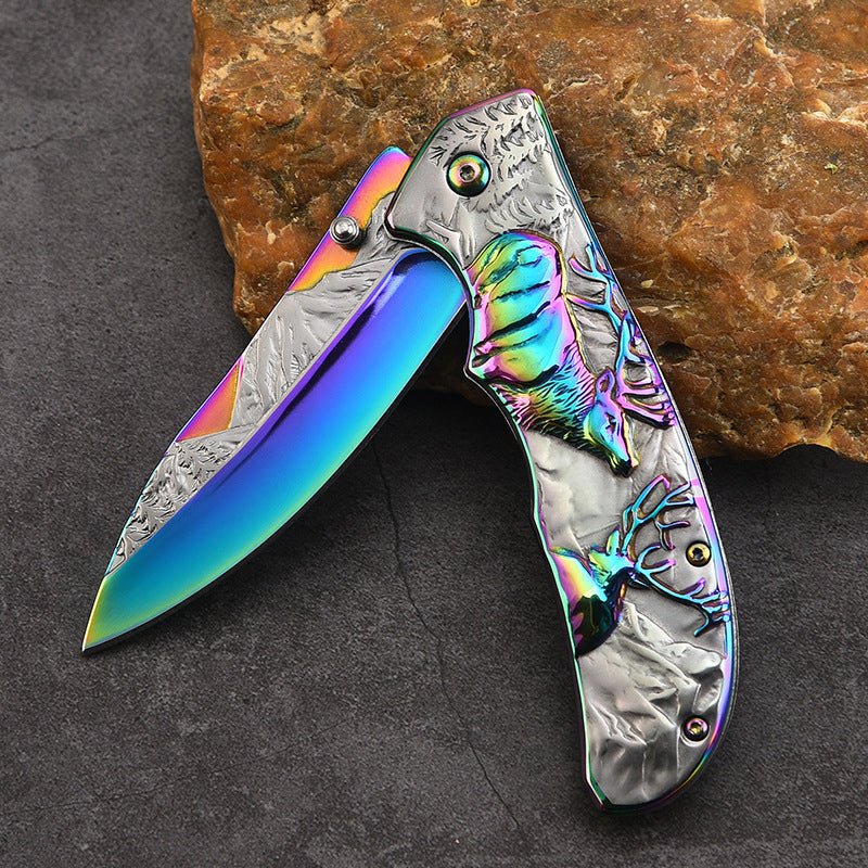 Deer Mountain Pattern Folding Knife Safety Defense Tactical Knives