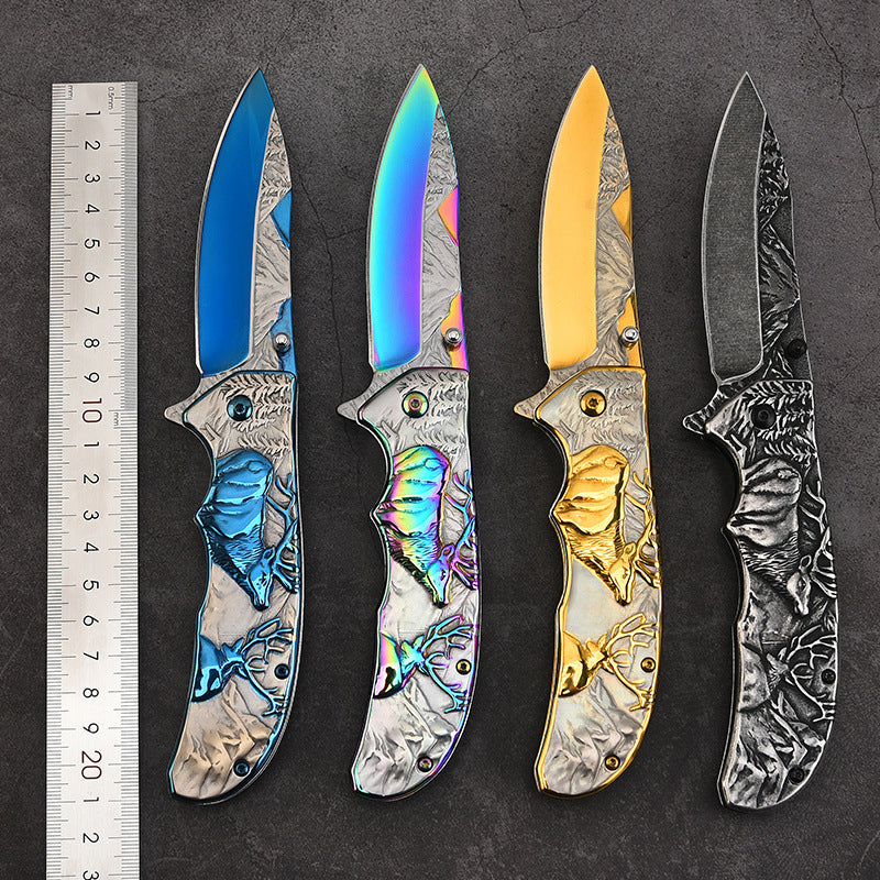 Deer Mountain Pattern Folding Knife Safety Defense Tactical Knives