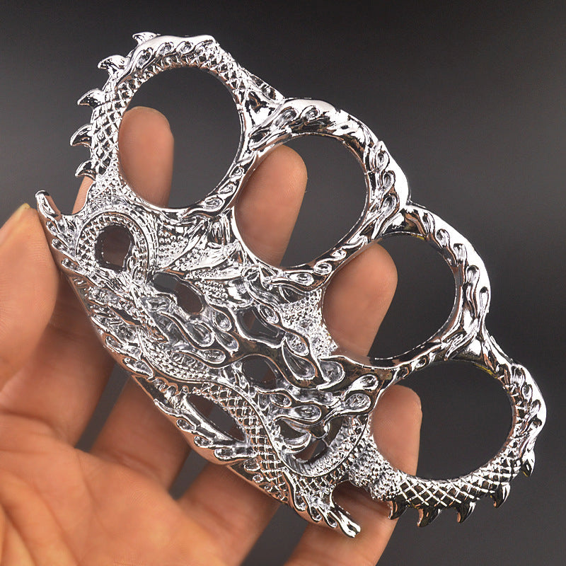 Silver Fire Dragon brass knuckle duster