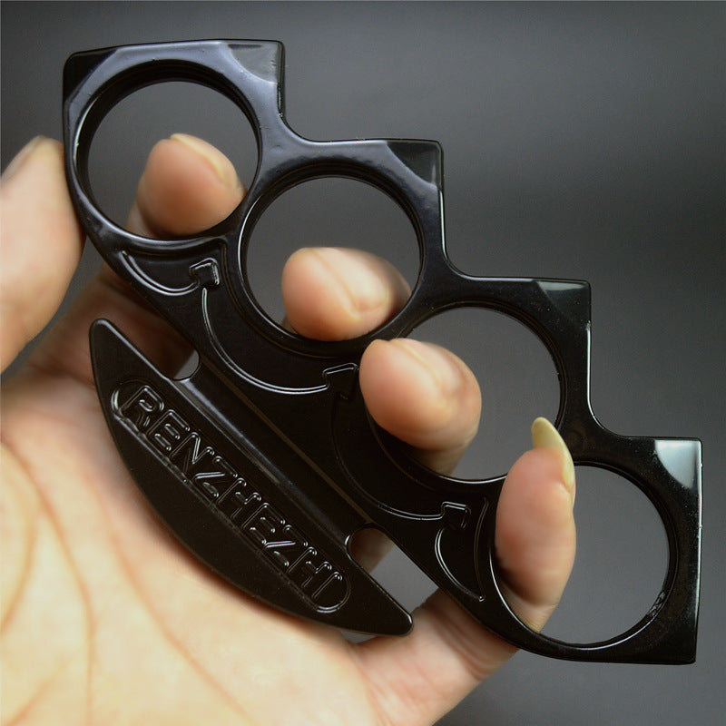 Big Finger Hole Brass Knuckle Duster Boxing Four Finger Buckle Defense ...