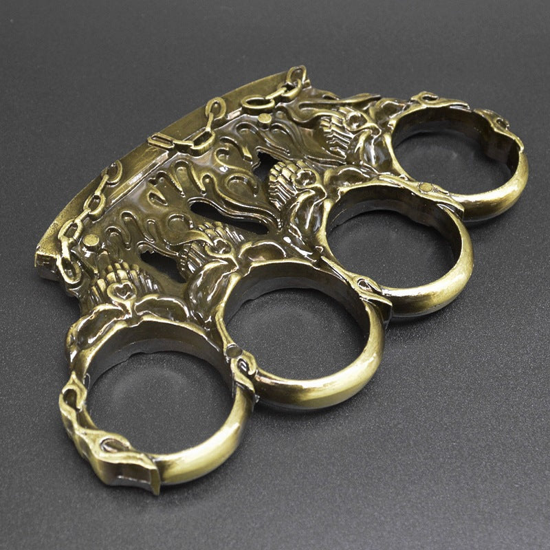 Control-Solid Brass Knuckle Duster Boxen Vier-Finger-Schnalle Selbstverteidigung Fensterbrecher Outdoor Tragbares EDC-Werkzeug