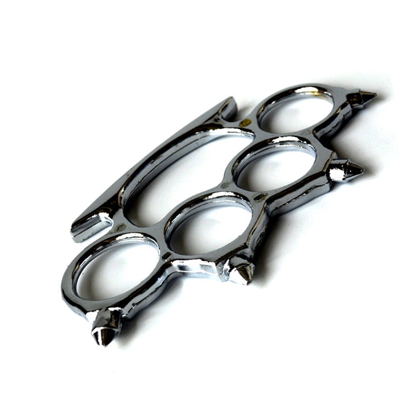 Pointed head Brass knuckle duster silver