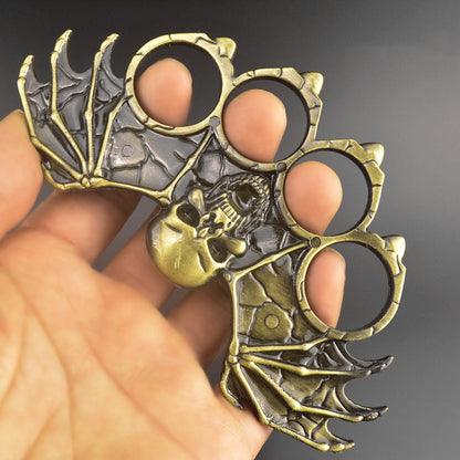 Bat Skeleton-Brass Knuckle Duster Boxing Four-finger Buckle Self-defense Window Breaker Outdoor Combat Protector EDC Tool