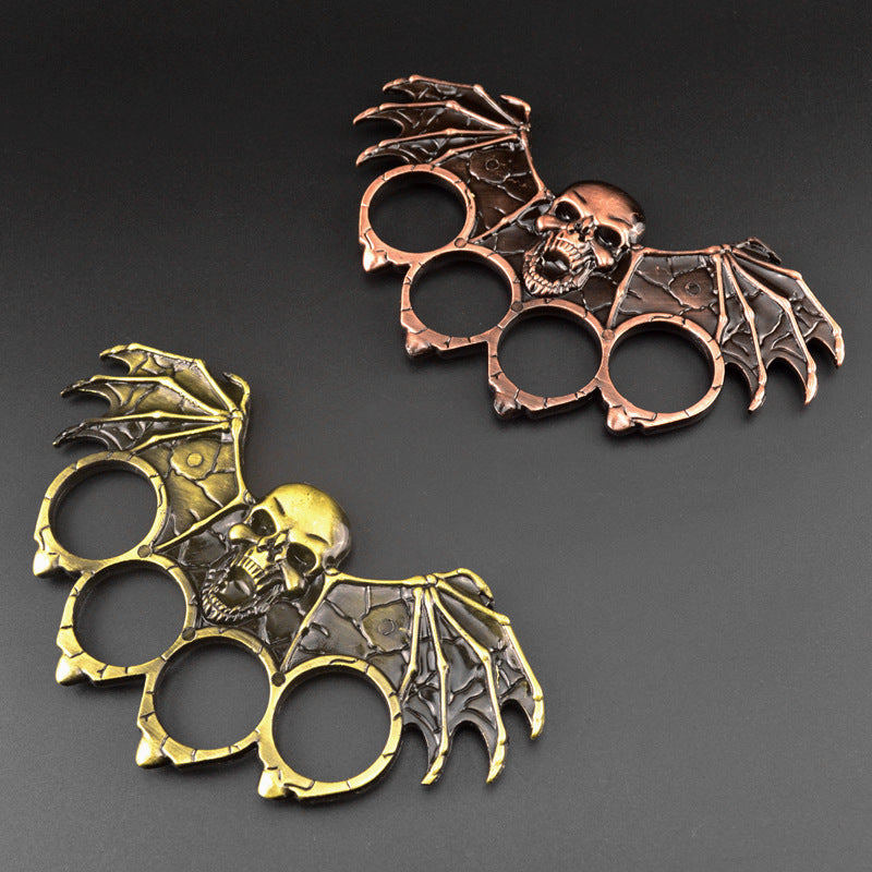 Bat Skeleton-Brass Knuckle Duster Boxing Four-finger Buckle Self-defense Window Breaker Outdoor Combat Protector EDC Tool