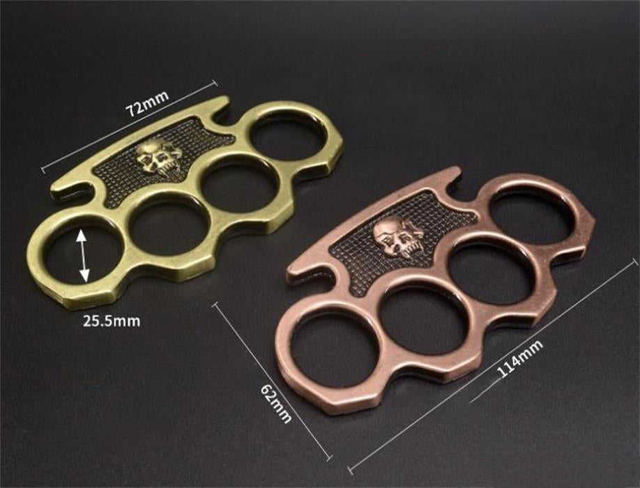 Skull brass knuckle dusters bronze 1