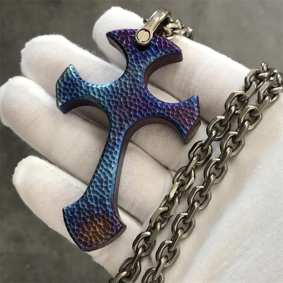 Hand-Forged TC21 Titanium Cross Necklace