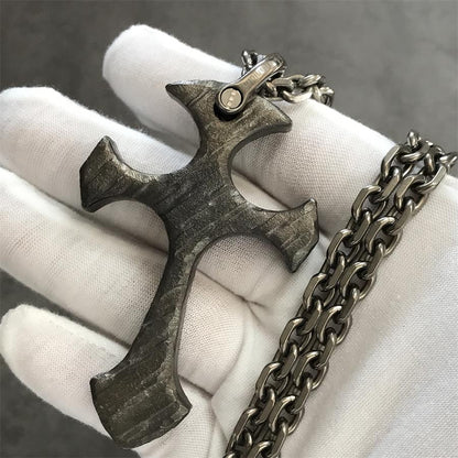 Hand-Forged TC21 Titanium Cross Necklace