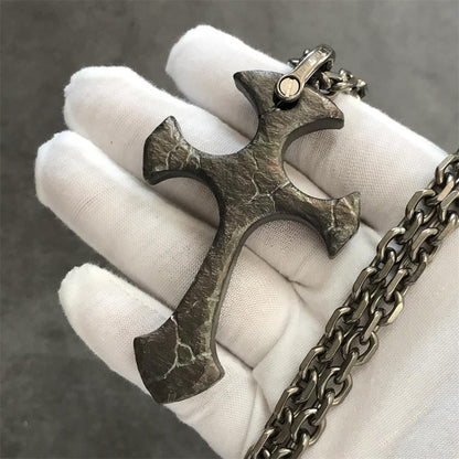 Hand-Forged TC21 Titanium Cross Necklace