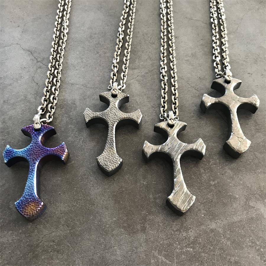 Hand-Forged TC21 Titanium Cross Necklace