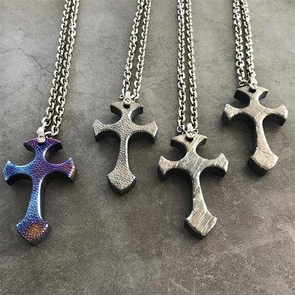 Hand-Forged TC21 Titanium Cross Necklace