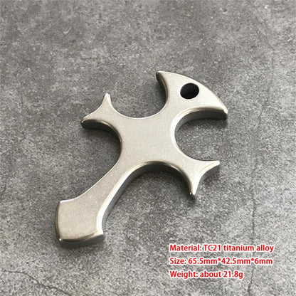 TC21 Titanium Cross Knuckle Duster Self-Defense EDC Decoration