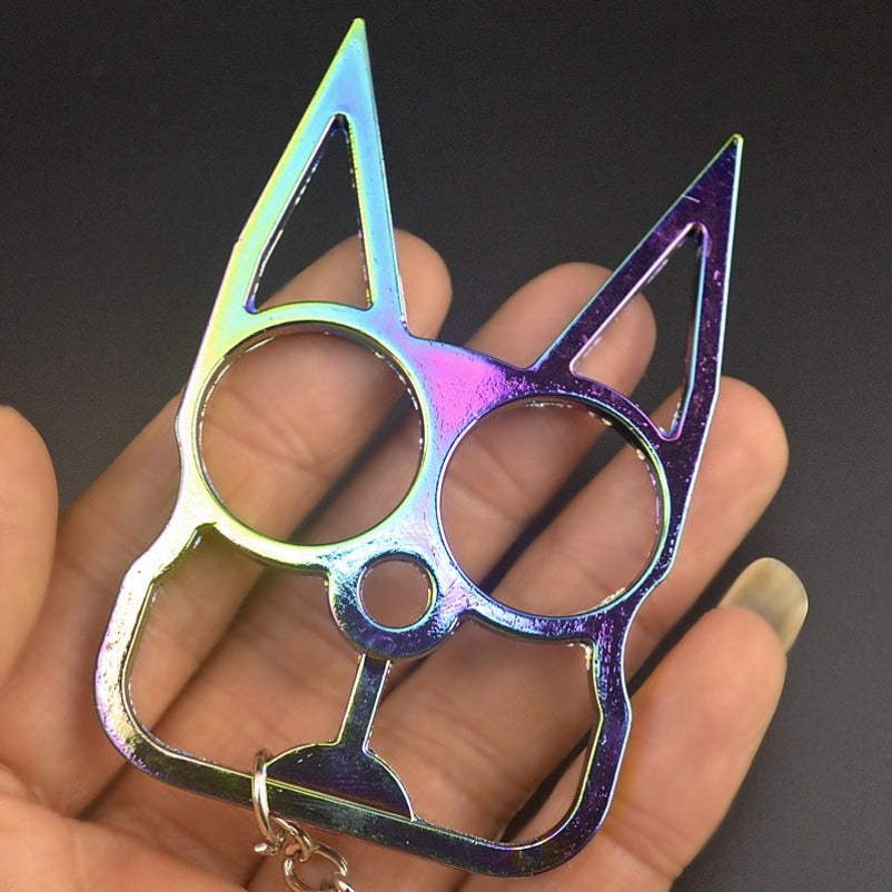 Fashion Cat Knuckle Duster Keychain EDC Self-defense Decoration
