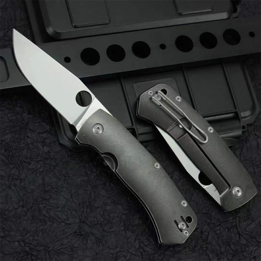 Titanium Handle Folding Knife D2 Stonewashed Blade Pocket Knives