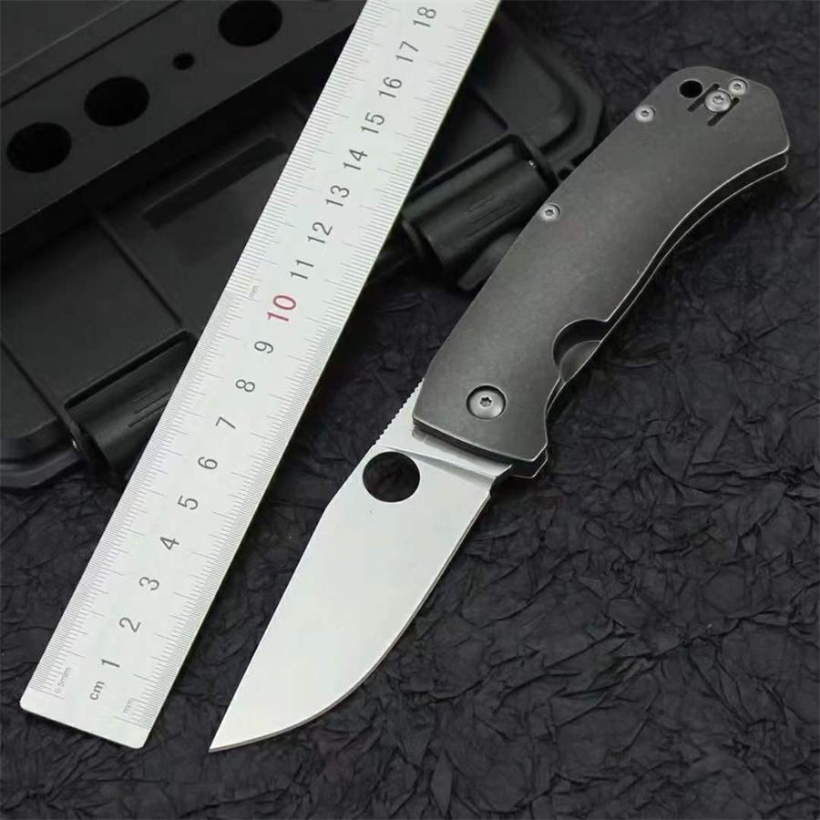 Titanium Handle Folding Knife D2 Stonewashed Blade Pocket Knives