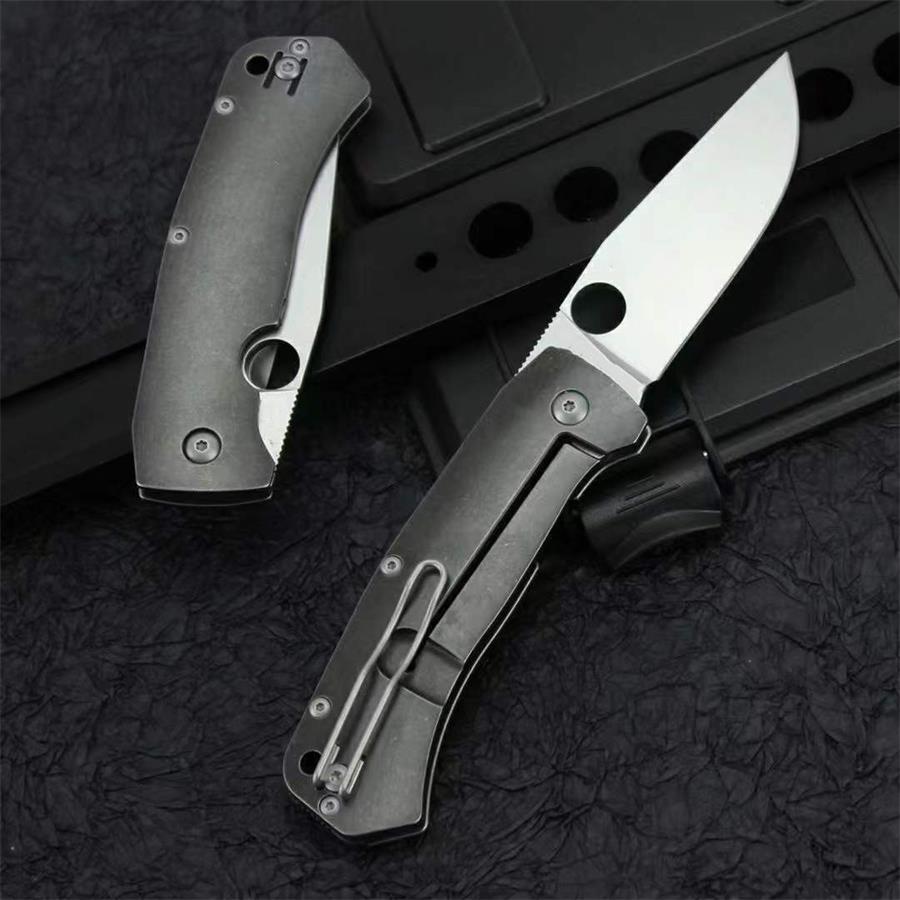 Titanium Handle Folding Knife D2 Stonewashed Blade Pocket Knives