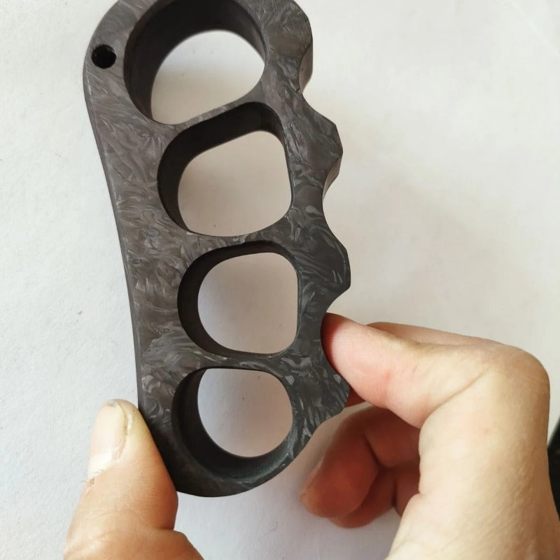 Four Finger Carbon Fiber Knuckle Duster Boxing Buckle Defense Window Breaker Self-Defense Tool