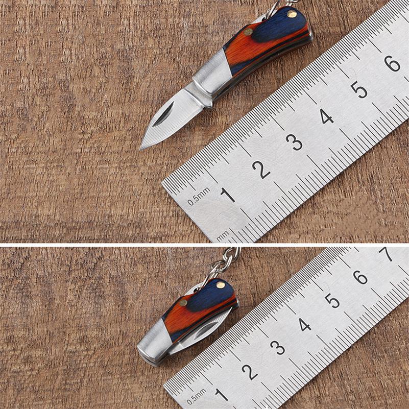 Keychain Knife Portable Wood Handle Folding Knives