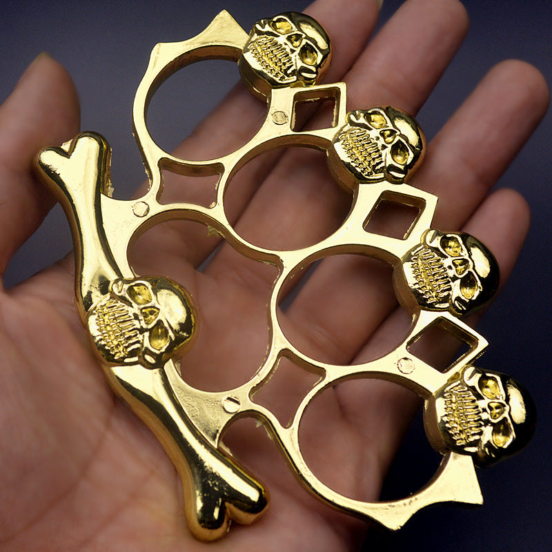 Five Ghost Head- Brass Knuckle Duster Boxing Four Finger Buckle Defense Window Breaker Outdoor EDC Tool